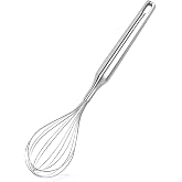 Stainless Steel Whisk for Cooking Kitchen Non Stick Balloon Wire Metal Baking Whisk Egg Beater for Blending, Whisking Beating,Dishwasher Safe, 12inch (Stainless Steel Handle)