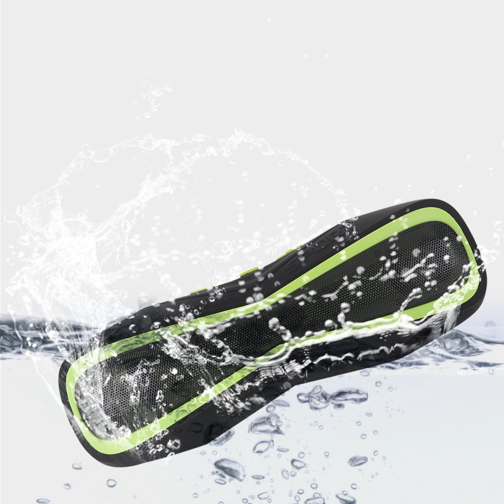 Awkli Waterproof Portable 4.0 Bluetooth,IPX5 Water Resistant With Handsfree Call,AUX Line,in Stereo,TF Card,HD Sound,Suitable For Iphone Ipad Android and More Bluetooth Device (Black and green)