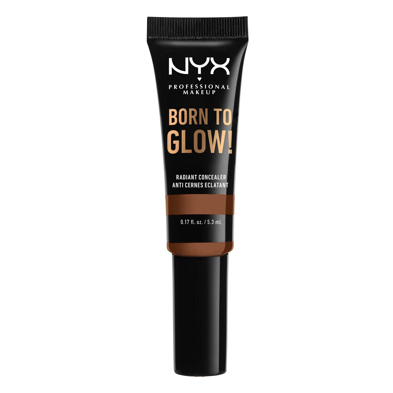 NYX Professional Makeup Born to Glow Radiant Concealer, Iridescent Finish, Reduces Under Eye Circles, Highlight and Contour, Vegan Formula, Shade: Cappuccino