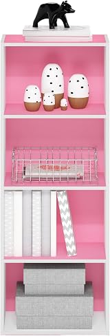 Furinno LUDER Book Shelf 4-Tier Pink White Open Shelf 39.5x105.9x23.7 cm view 3