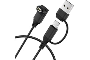 2-in-1 USB-C Charger Cable for Garmin Watch, USB Charging Cord for Fenix, Forerunner, Vivoactive, Instinct, Venu, Tactix, App