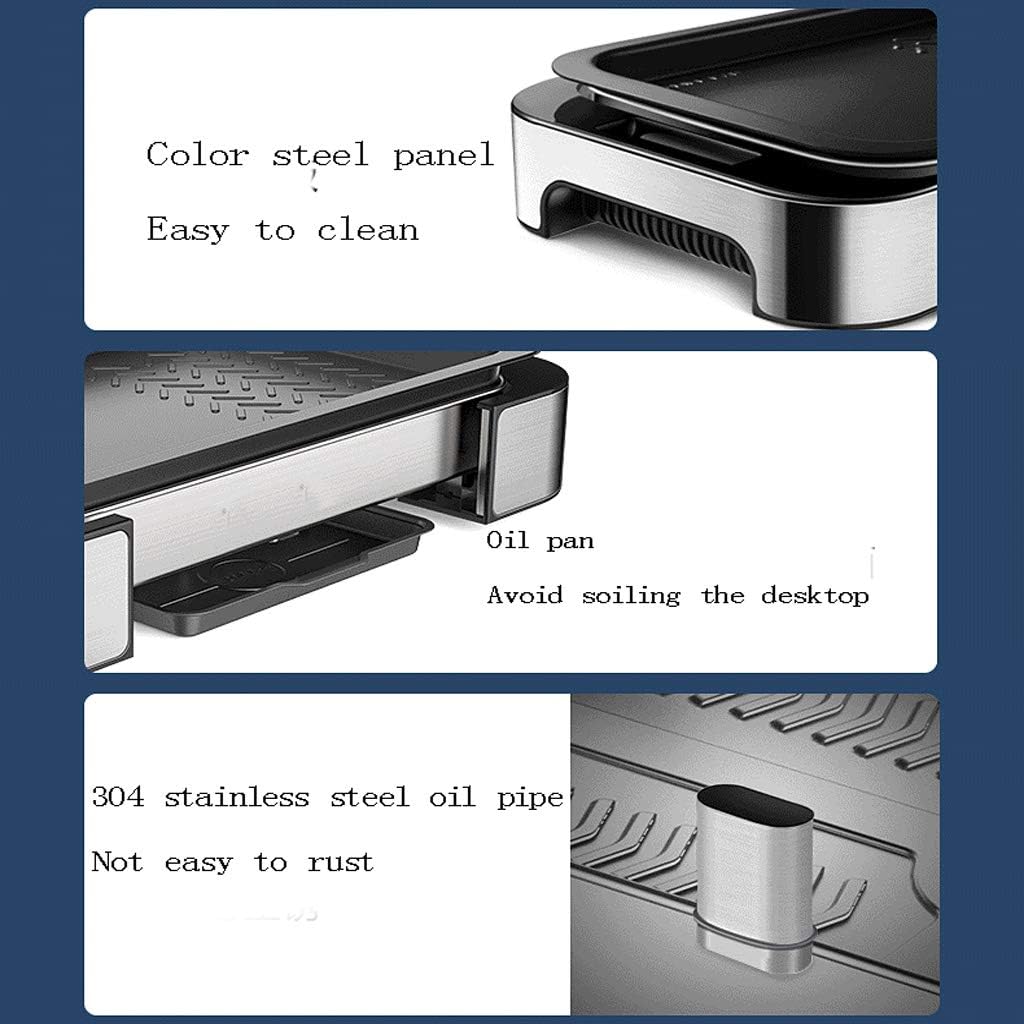review zaizai Indoor Smokeless Grill 1000W Power Electric Grill with Tempered Glass Lid,Compact & Portable Non-Stick BBQ Grill 5 Block Thermostat Knob Timing