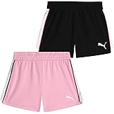 PUMA Girls' Athletic Shorts - 2 Pack Lightweight Performance Cotton French Terry Activewear Shorts (Sizes: 7-16)