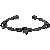 Metro Jewelry Open Stainless Steel Barbed Wire Bangle Bracelet for Men with Black or Rose Gold Ion Plating and Capped Ends 11mm Wide 8.25 Inches Long