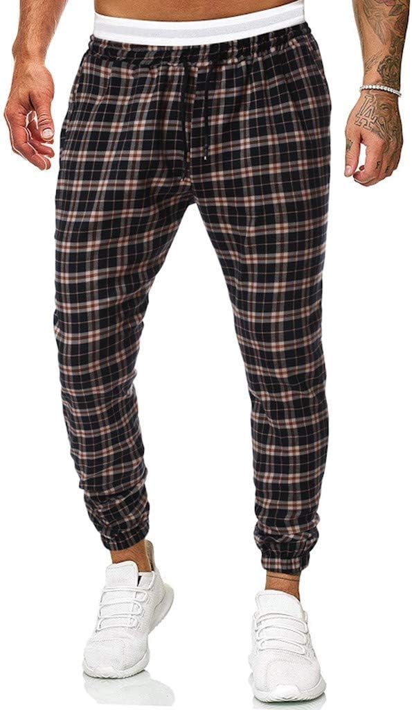 SANFASHION Sport Trousers for Mens, Fashion Slim Fit Solid Printed Casual Long Drawstring Elasticated Fitness with Pockets Jeans Pants