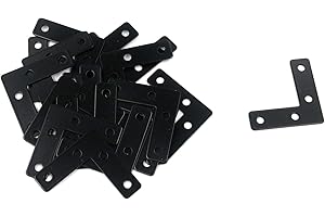 Mending Plate Bracket Mcredy Corner Flat Brace 50x50mm/1.97x1.97" (LxW) Mending Plate Bracket L Shaped with Screws Black Set of 20