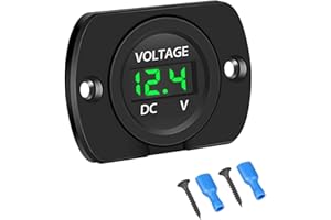 DC 12V 24V Car Voltmeter LED Digital Display Voltmeter Panel, Waterproof Digital Round Panel Voltage Tester Gauge Meter with 