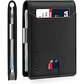 RUNBOX Slim Wallets for Men - Leather Money Clip Mens Wallet - RFID Blocking Front Pocket Bifold Wallet - Thin Credit Card Holder with Gift Box
