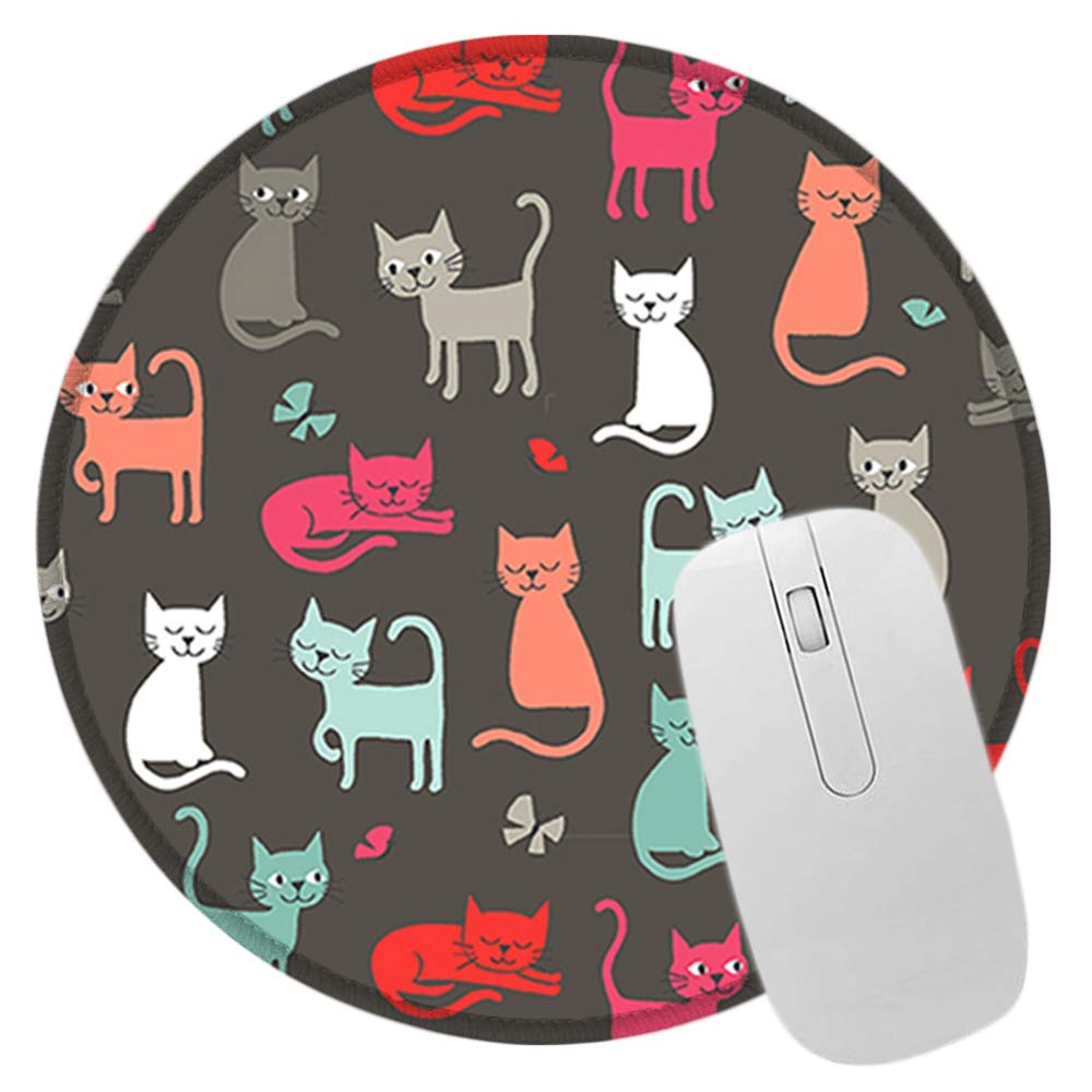 Mouse Pad, Round Cute Colorful Kitten Game Mousepad