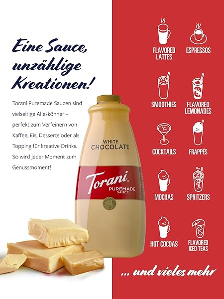 TORANI WHITE CHOCOLATE SAUCE, 64 OUNCE