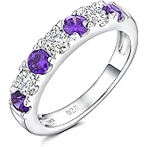 CAIDIKA Dainty Stackable Rings for Women 3.5mm Wide S925 Sterling Silver Created Birthstone Band Ring Wedding Anniversary Birthday Jewelry(with Box)