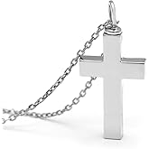 BEILIN Jewelry 925 Sterling Silver Urn Cross Necklace for Men for Women(Silver)