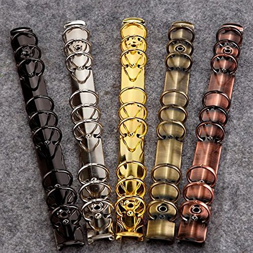 Exttlliy 2Pcs Metal A5 Notebook 6-Ring Binder Mechanism Replacement Kit Loose Leaf Binding Spines Combs for Personal Organizers Planners (Red Bronze)