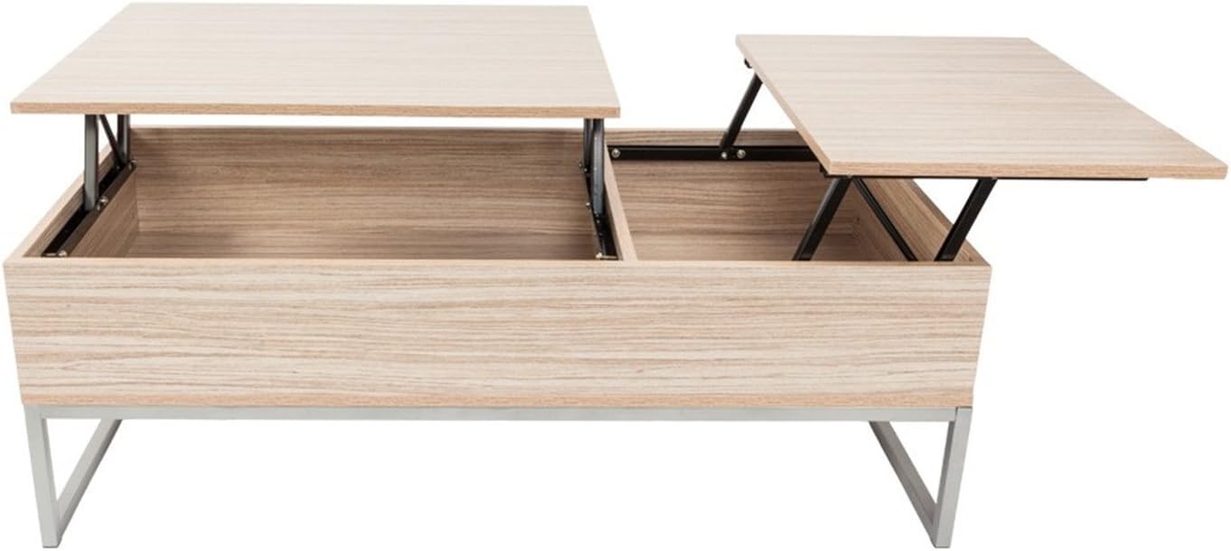 SHUTAO Lift Top Coffee Table Modern Furniture Hidden Compartment and Lift Tabletop Imitation Wood Grain Color