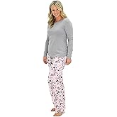 Cherokee Women's Pajama Pants Sets Long Sleeve Design Cotton Top PJs Sleepwear Loungewear