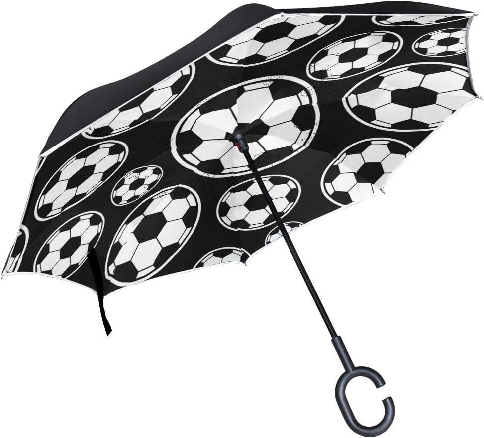 ISAOA Large Umbrella Inverted Umbrella Windproof Double Layer Construction Reversed Folding Umbrella for Car Rain Outdoor Use,C-Shaped Handle Umbrella Black Cat Umbrella for Women and Men