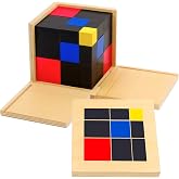 Hidoggy Montessori Trinomial Cube, Sensorial Materials Arithmetic Trinomial Cube Educational Montessori Math Toy for Toddlers with Box