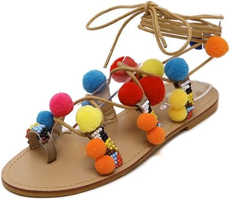 pom pom gladiator sandals