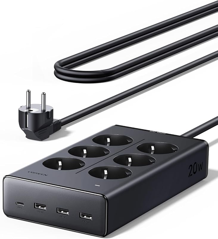 10 IN 1 Ciabatta Multipresa Elettrica 6 Prese AC 4USB 3680W Tipo E F