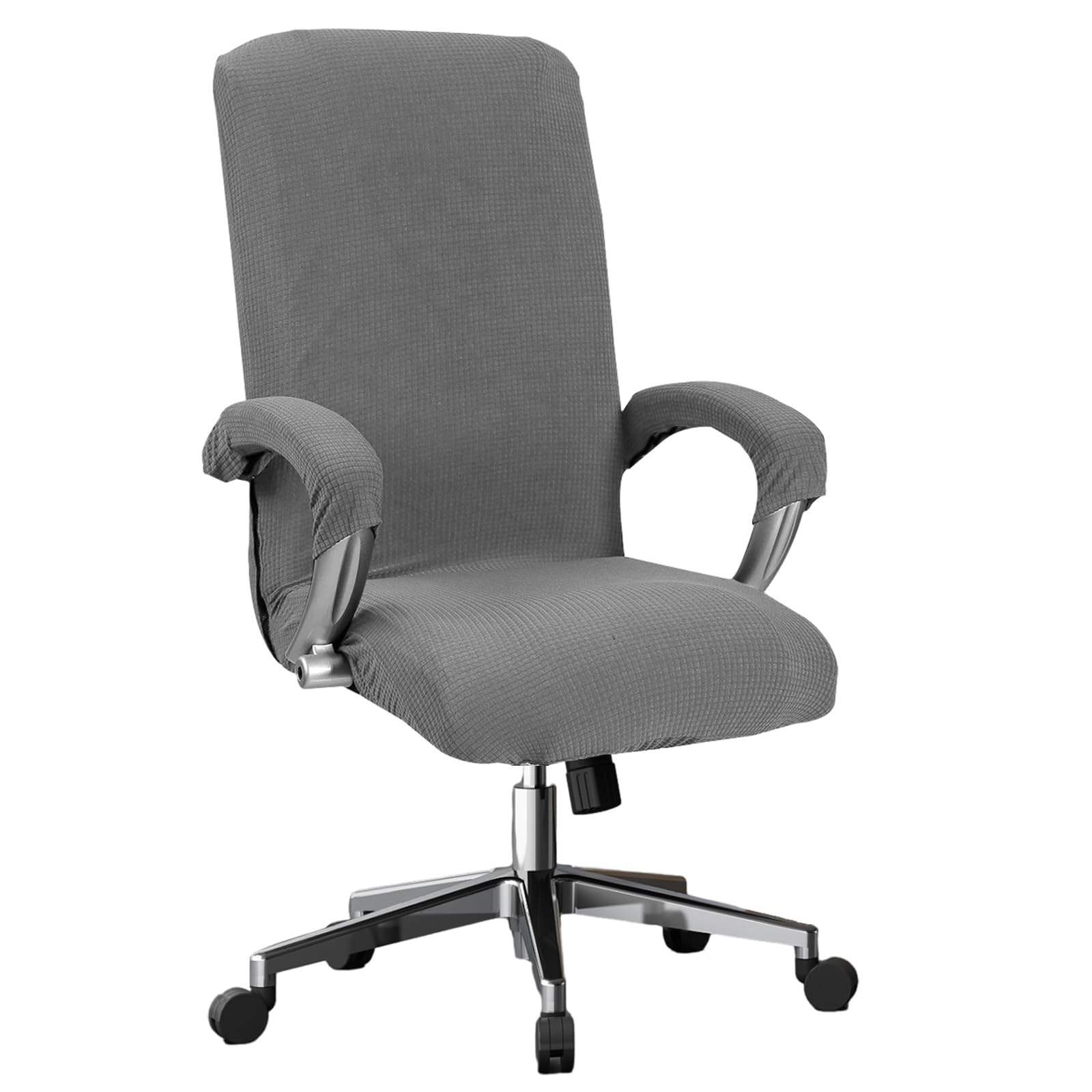 Daelesr Stretch Office Chair Covers, High Back Computer Seat Cover, Polar Fleece Chair Covers, Washable Full Wrap Elastic Chair Cover, Removable XL Rotating Desk Armchair Slipcover (grey)