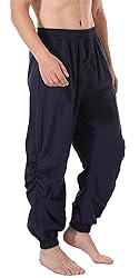 perdontoo Mens Casual Cotton Linen Pant Elastic