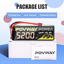 POVWAY 5200mAh 2S LiPo Battery 50C 7.4V RC Battery