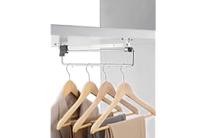 Adjustable Closet Rod Autuwintor 12 Inch Pull Out Valet Closet Rod with Screws Cold Rolled Steel Black Silver Retractable,Clothes Wardrobe Garment Rack Home Closet Hanger Storage Organizer,Quantity-1