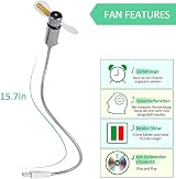 Huiheng Mini LED Clock Fan USB Powered Flexible Gooseneck Silent Personal Desk view 8