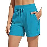 baleaf Women's 5" Swim Board Shorts High Waisted Quick Dry UPF 50+ Swimsuit Swimming Bottoms with Boxer Liner Zipper Pockets