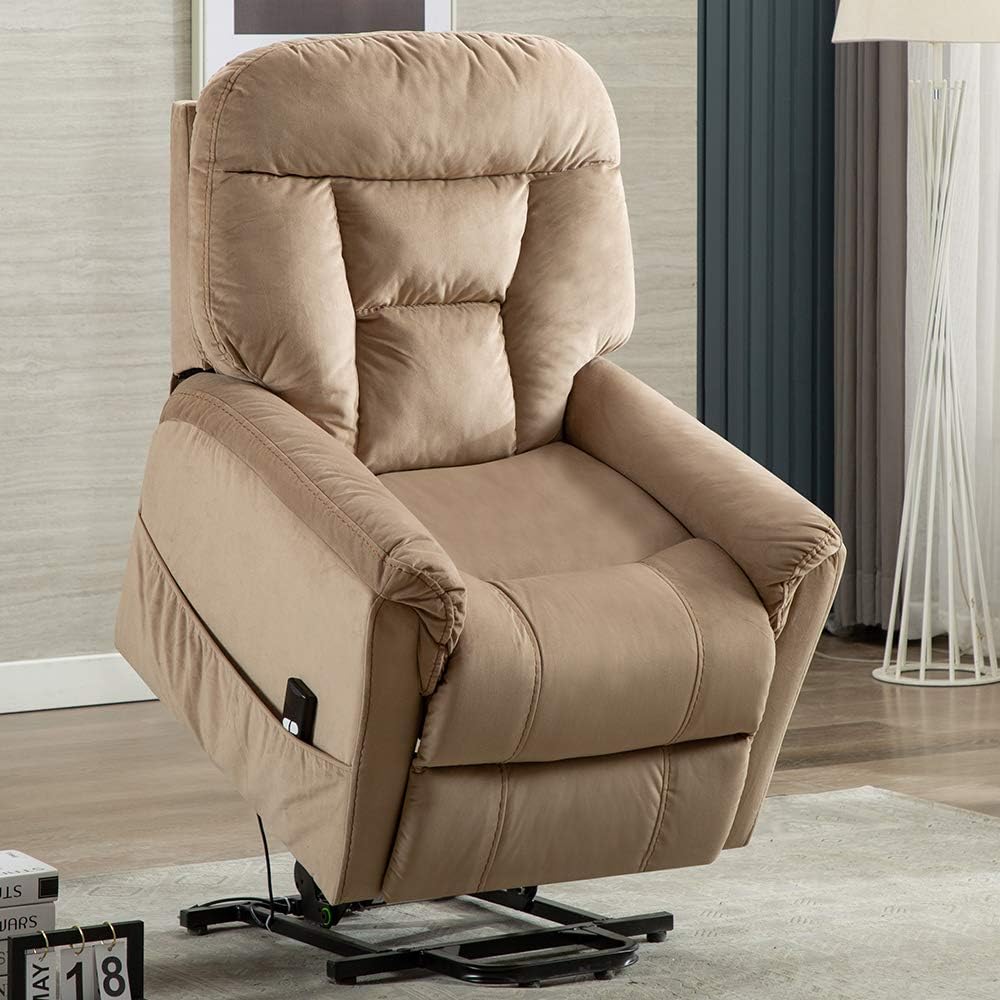 Power Lift Recliner Chair โ Bonzy Home Electric Lift Chair for Elderly Overstuffed Reclining Chair for Living Room Sofa Chair โ Extra Comfortable Short Plush Fabric