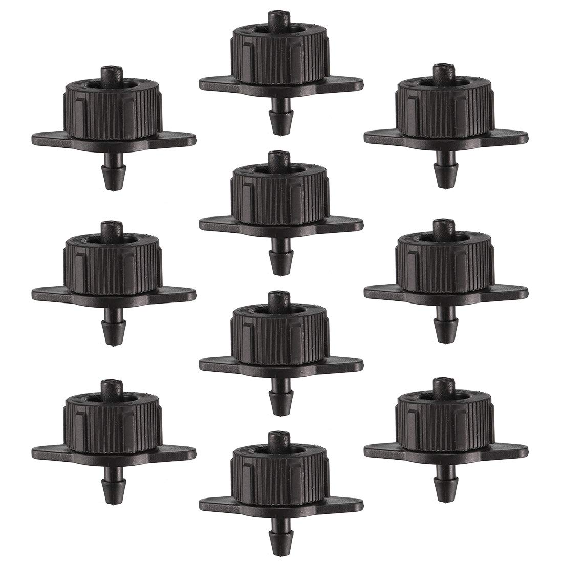 sourcing map Pressure Compensating Dripper 1 GPH 4L/H Emitter for Garden Lawn Drip Irrigation with Barbed Hose Connector, Plastic Black 25pcs