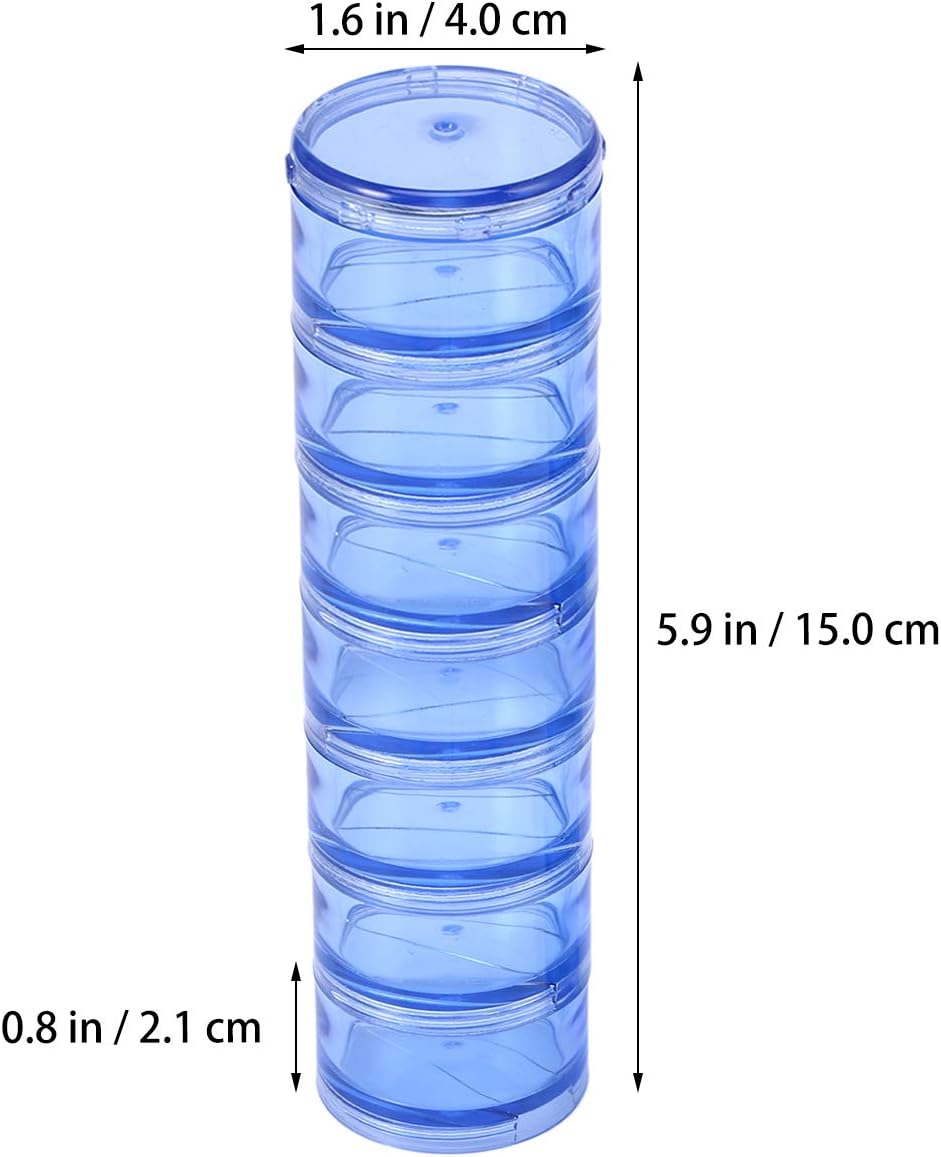 Healifty 7 Day Stackable Pill Box Weekly Medicine Organiser Dispenser Case Medication Tablet Container Blue - Image 3