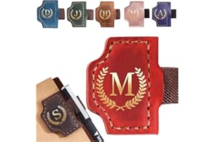 XINHELAN Bygone Mark Bookmark with Pen Holder 26 Letters Personalized Leather Magnetic Book Marker for Men Women, Custom Travelers Accessories, Teachers Readers Book Lovers Gifts (Red, M)