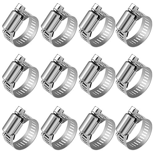 Anpro Pack of 12 Hose Clamp Stainless Steel Clamps Worm-Gear Hose Clamp, Miniature Power-Seal Worm-Drive Kit, 1/2-1-1/16(14-27mm) - Thumbnail 7