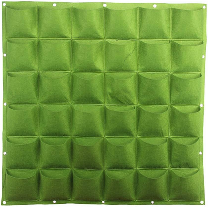 36 Pockets Hanging Garden Wall Planter,Vertical Wall Garden Planter Balcony Vegetable Plant Decoration Hanging Planting Bag Wall Mount Nursery Planter Solution (40 in x 40 in) Green