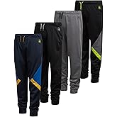 Body Glove Boys Sweatpants - 4 Pack Performance Tricot Boys Joggers with Drawstring Waist - Kids Soft Stretch Athletic Pants