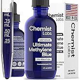 Chemist Labs 1% Methylene Blue Drops, Pharmaceutical Grade 99% Purity, USP Grade, Blue Methylene, Cellular & Mitochondrial Support, Third-Party Tested, Made in USA, 2oz