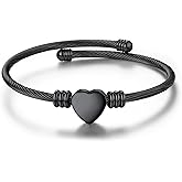 GoldChic JEWELRY Personalized Heart Bracelet That Holds Pictures for Women, Stainless Steel Custom Adjustable Link Locket Bracelets in Gold/Black Customized Gifts for Mother Wife Loved One