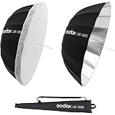 Godox UB-165S 65in 165cm Large Silver Reflective Umbrella | Studio Soft Light 65" Large Deep Parabolic Umbrella with Withe Diffuser Cover for Photography Video Studio Shooting