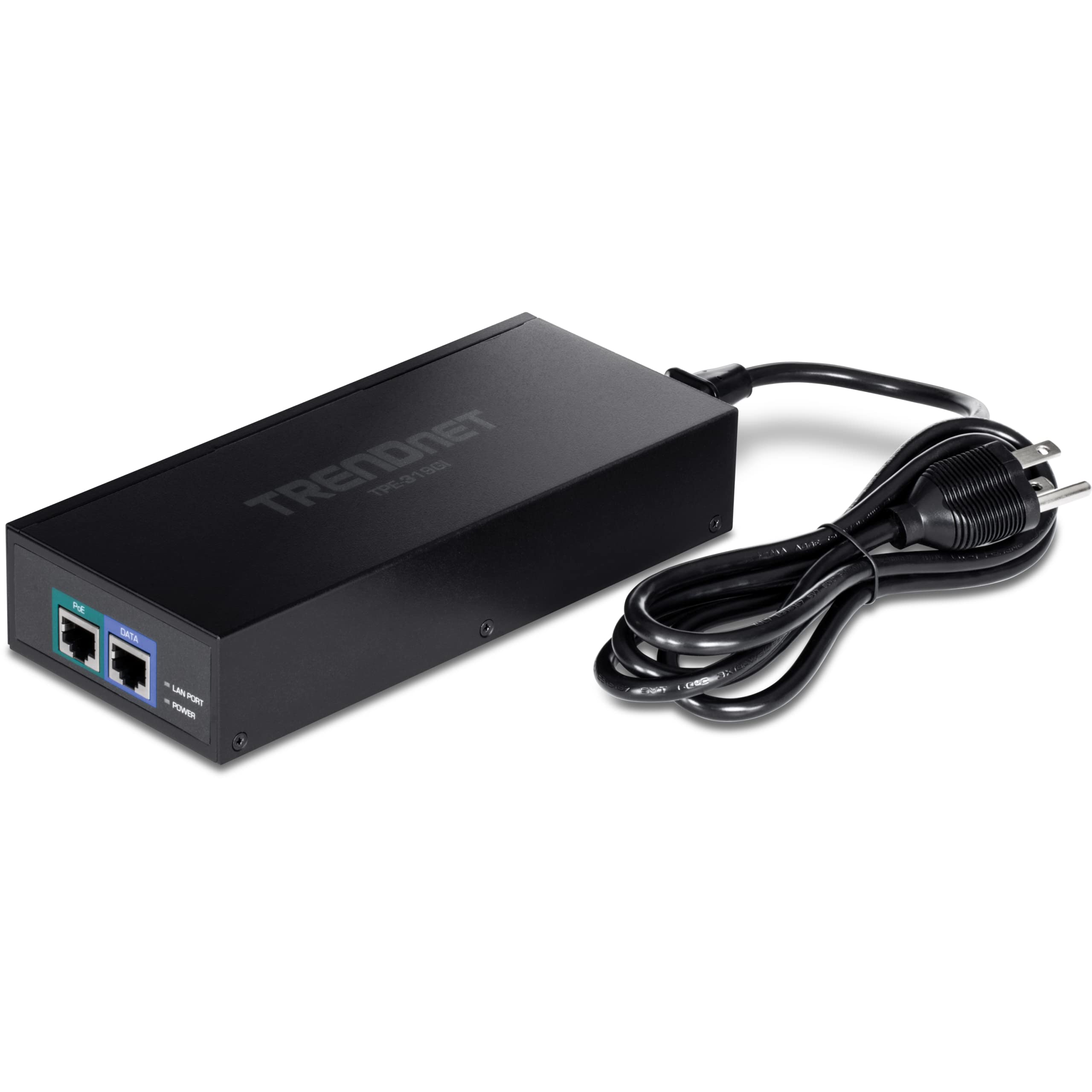 TRENDnet 10G PoE++ Injector, Supplies PoE (15.4W), PoE+ (30W), or PoE++ (90W), Converts a Non-PoE Port to A PoE ++ 10G Port, Metal Housing, Black, TPE-319GI