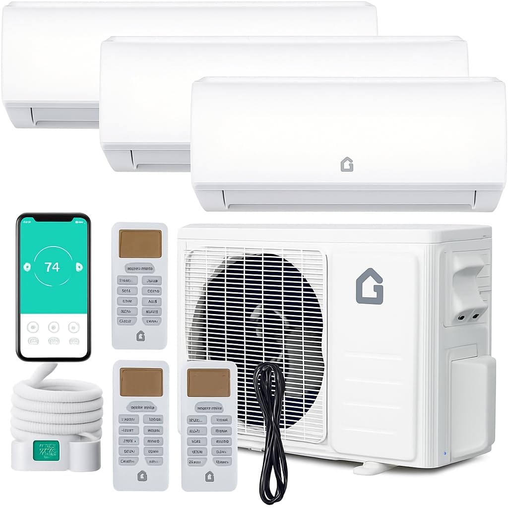 Photo 1 of ****SIMILAR****28K Tri-Zone Mini Split Air Conditioner and Heater, 9000+9000+12000 BTU Climate Control, 20 SEER2 208-230V WiFi Ductless Mini Split AC/Heating System for Multi-Room Use