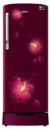 Samsung 212 L 3 Star Direct Cool Single Door Refrigerator(RR22N383ZR3/HL, RR22M285ZR3/NL, Rose Mallow Plum, Base Stand with Drawer, Inverter Compressor)