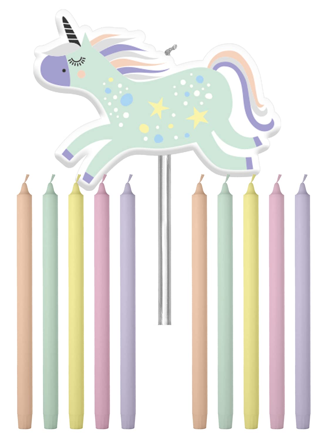 Folat 68380 Candles Unicorns & Rainbows 10 cm Pack of 11 Multi-Coloured — image 1