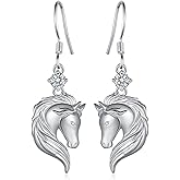 Animal Dangle Earrings Sterling Silver Horse/Axolotl/Wolf/Cat/Owl Dangle Earrings Animal Jewelry Gifts for Women