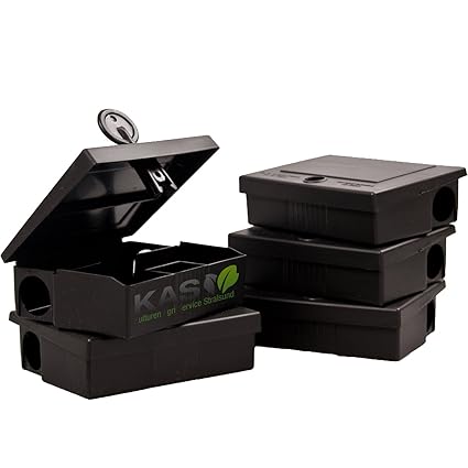KAS - Köderbox für Mäuse - Mäuseköderbox Mäusefalle Köder Mäusegift (5, Schwarz)