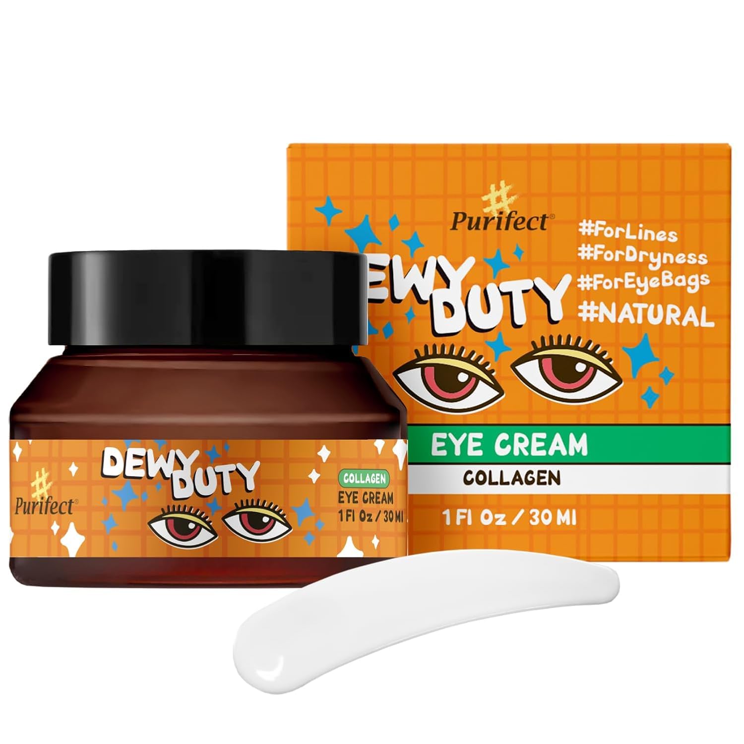 Purifect Dewy Duty Collagen Eye Cream, Collagen Blend Lifts and Tightens Under-Eye Area, Moisturising Eye Cream Hydrates Young and Dry Skin 30ml