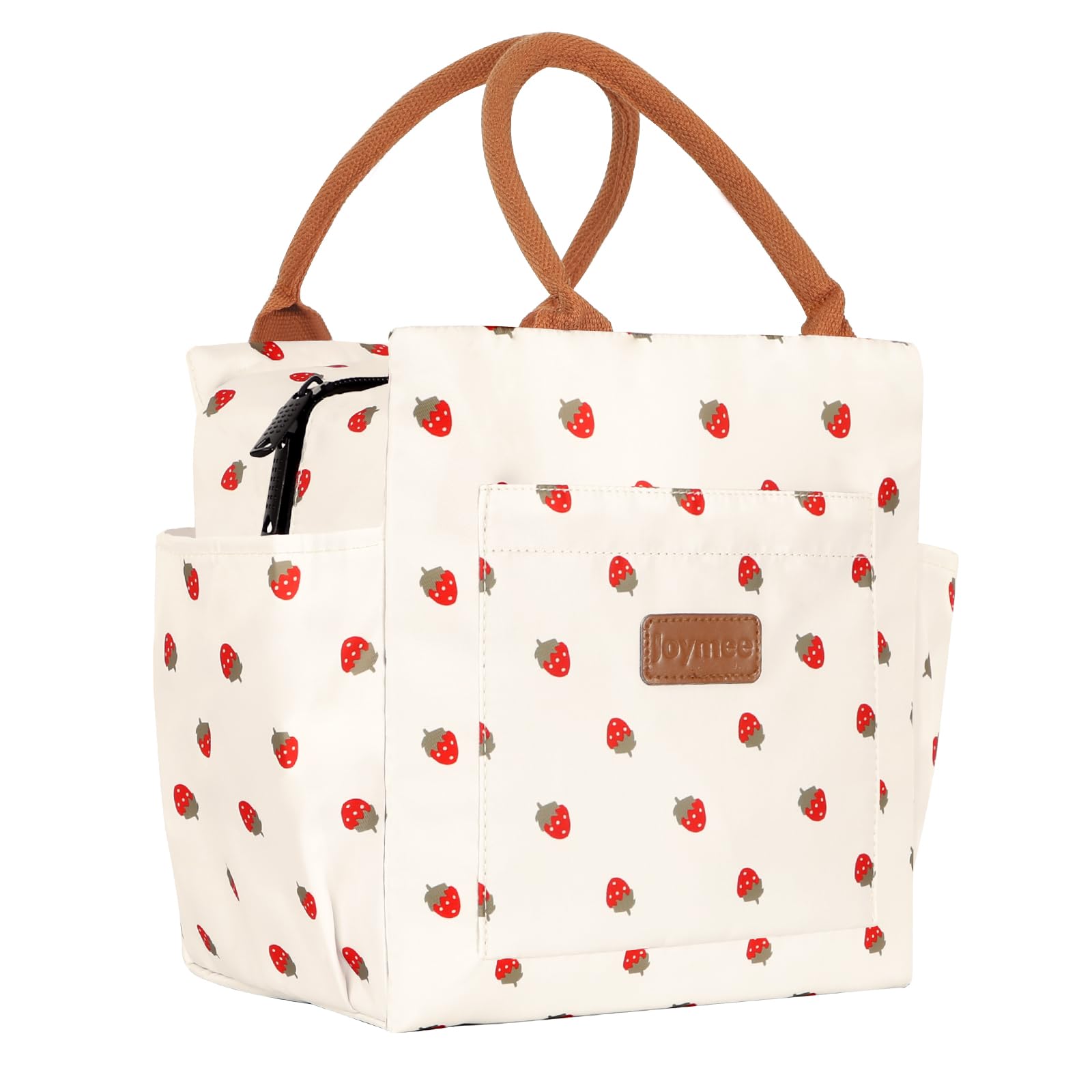 Photo 1 of ***SEE CLERK NOTES****Joymee Lunch Bag Women Insulated Lunch Box Reusable Leakproof Large Spacious Cooler Tote for Women Men Adult with Bottle Holder and Side Pockets for Work Office Travel Picnic - Strawberry