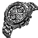 GOLDEN HOUR Luxury Stainless Steel Analog Digital Watches for Men Male Outdoor Sport Waterproof Big Heavy Wristwatch (Black)