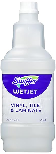 SWIFFER WETJET, VINYL, TILE & LAMINATE SOLUTION REFILL FOR FLOOR MOPPING AND CLEANING, ALL PURPOSE MULTI SURFACE FLOOR CLEANING SOLUTION, 1.25 LITERS
