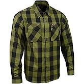 Milwaukee Leather MNG11668 Men's Black and Green Long Sleeve Cotton Flannel Shirt